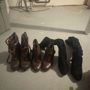 Brown and Black Women's Boots